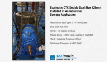 Sealmatic CTX Double Seal Size 125 mm Installed In An Industrial Sewage Application
