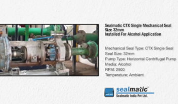  Sealmatic CTX Single Mechanical Seal Size 32mm Installed For Alcohol Application