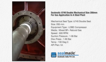 Sealmatic U740 Double Mechanical Size 200 mm For Gas Application In A Steel Plant