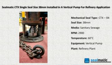 Sealmatic CTX Single Seal Size 38mm Installed In A Vertical Pump For Refinery Application