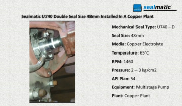 Sealmatic U740 Double Seal Size 48mm Installed In A Copper Plant