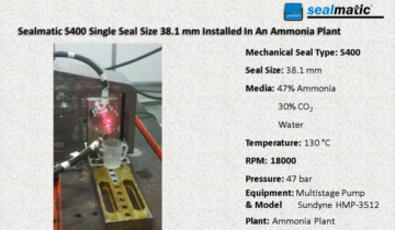 Sealmatic S400 Single Seal Size 38 mm Installed In An Ammonia Plant